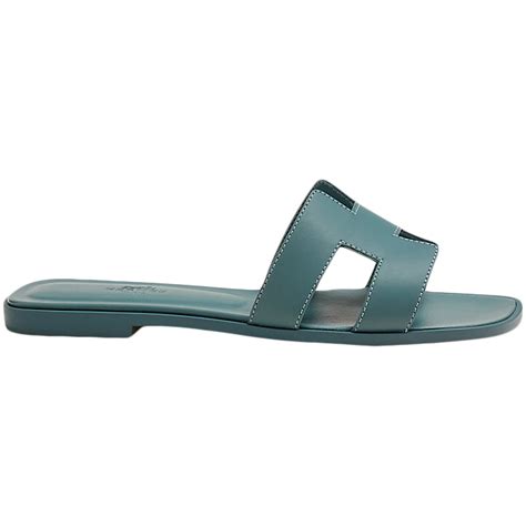 Hermes Oran Sandal Bleu Pinede Box Calfskin Leather